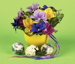 Kolorowe, Wielkanoc, Nakrapiane, Jaja, Kwiatki