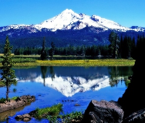 Jezioro, Oregon, Nieczynny, Wulkan, Sparks