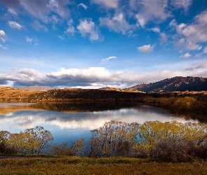 Nowa Zelandia, Chmury, Góry, Krzaki