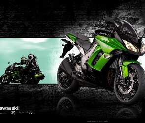 Kawasaki Z 1000 SX, Motocykliści, Motocykl, Zielony