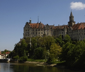 Sigmaringen, Woda, Drzewa, Niemcy, Zamek