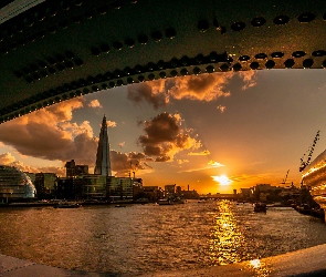 Most, Londyn, Zachód, Słońca, Rzeka