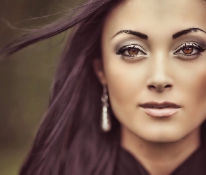 Oczy, Brązowe, Kobieta, Portret