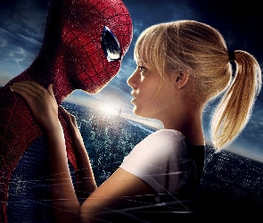 The Amazing Spider-Man, Aktorka, Niesamowity Spider-Man, Postać Gwen Stacy, Miasto, Kobieta, Noc, Emma Stone