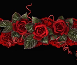 Czerwone, Art, Motyle, Róże