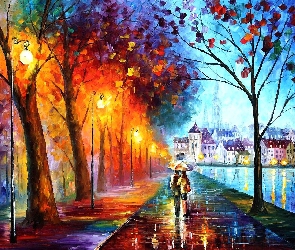 Drzewa, Leonid Afremov, Zbudowania, Park