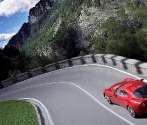 Droga, Samochód, Alfa Romeo, Czerwony