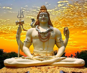 Słońca, Zachód, Budda, Posąg, Kobra, Ręce