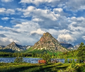 Góry, Chmury, Ławeczka, Jeziorko