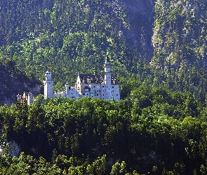 Neuschwanstein, Niemcy, Góry, Lasy, Zamek
