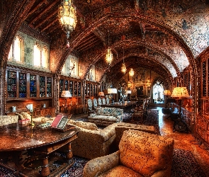 Mała, Kalifornia, Hearst Castel, Biblioteka, Wnętrze