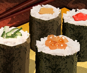 Sushi, Grafika, Jedzenie