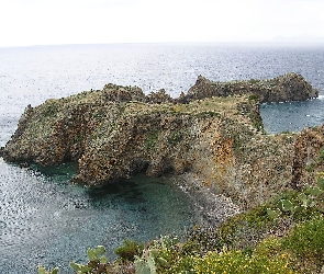 Włochy, Panarea, Morze, Skały