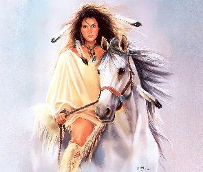 Kobieta, Koń, Indianka