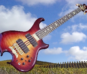 Chmury, Niebo, Gitara, Pole