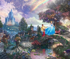 Tęcza, Las, Thomas Kinkade, Reprodukcja, Kopciuszek, Cinderella