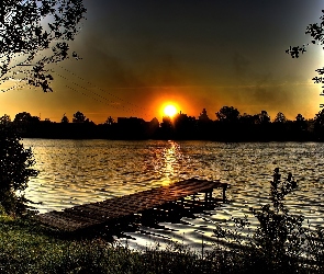 Jezioro, Woda, Słońce