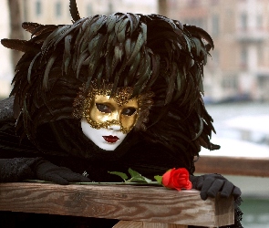 Kobieta, Róża, Maska