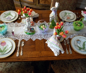 Stół, Wielkanocne, Śniadanie, Nakrycie