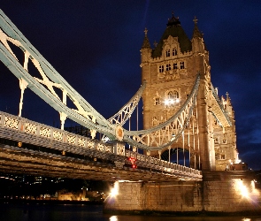 Most, Londyn, Tower Bridge, Noc