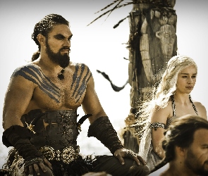 Khal Drogo - Jason Momoa, Daenerys - Emilia Clarke, Gra o tron, Game of Thrones