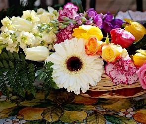 Kwiatów, Różnorodnych, Bukiet, Kolorowych