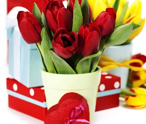 Walentynki, Serduszko, Tulipany