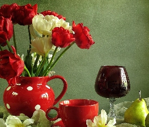 Gruszki, Porcelana, Tulipany, Kieliszek