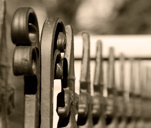 Sepia, Płot, Ogrodzenie, Metalowy