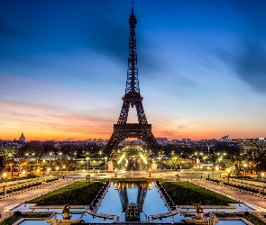 Paryż, Eiffla, Miasta, Wieża, Panorama