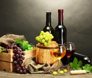 Winogrona, Wino, Baryłka, Butelki