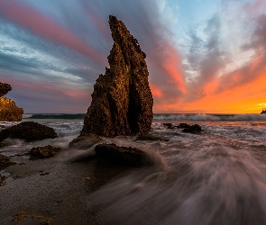 Morze, Kalifornia, Zachód Słońca, El Matador, Skały