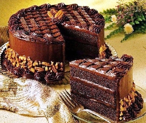Czekoladowy, Kwiatki, Tort