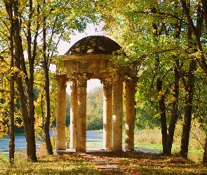 Budowla, Jesień, Park, Rzeka
