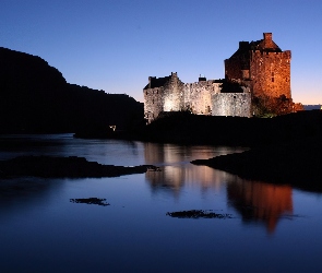 Zamek, Noc, Szkocja, Eilean Donan