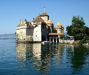 Zamek, Jezioro, Montreux, Szwajcaria, Chillon
