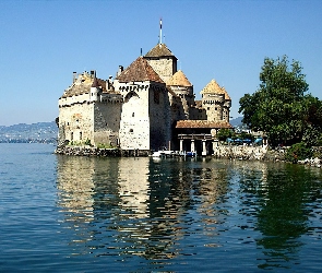 Chillon, Jezioro, Szwajcaria, Montreux, Zamek