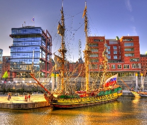 Port, Budynki, Statek, Żaglowy