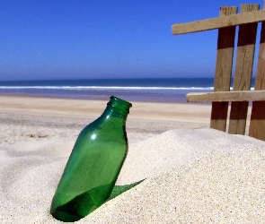 Piasek, Butelka, Plaża