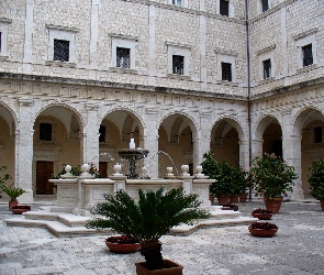 Włochy, Monte Casino, Fontanna, Klasztor