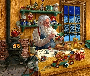 Narodzenie, Boże, Mikołaj, Zabawki
