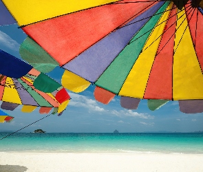 Plaża, Morze, Tajlandia, Phuket, Island, Parasole