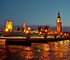 Most, Noc, Anglia, Londyn, Rzeka