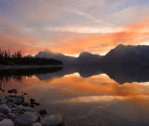 Zachód, Colter Bay, Słońca