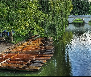 Most, Rzeka, Park, Łódki