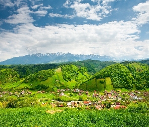 Wioska, Wzgórza, Góry, Zielone