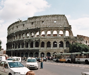 Rzym, Samochody, Ulica, Koloseum