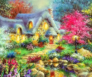 Domek, Nicky Boehme, Kwiaty, Ogród