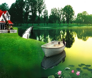Pomost, Dom, Jezioro