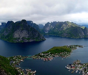 Norwegia, Góry, Morze, Lofoty